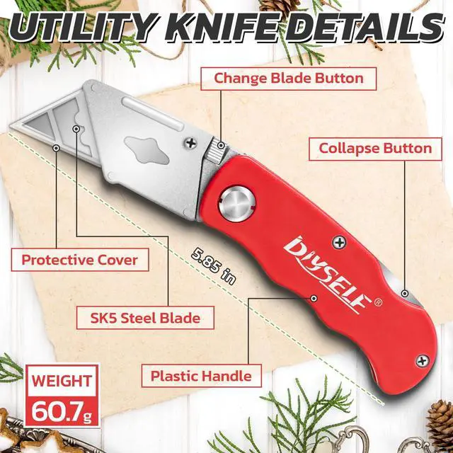 Alt view image 5 of 6 - 4 Pack Box Cutter Utility Knife with 10 Extra Blades | Heavy Duty Box Cutters bulk, Razor Knife for Carton, Cardboard, Folding Box Knives for Warehouse, Shop, Navajas para Trabajo