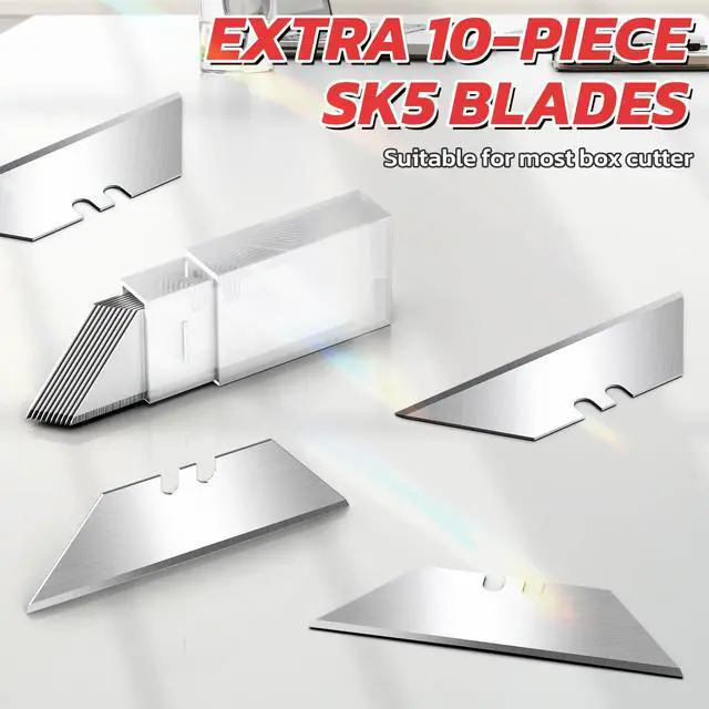 Alt view image 6 of 6 - 4 Pack Box Cutter Utility Knife with 10 Extra Blades | Heavy Duty Box Cutters bulk, Razor Knife for Carton, Cardboard, Folding Box Knives for Warehouse, Shop, Navajas para Trabajo
