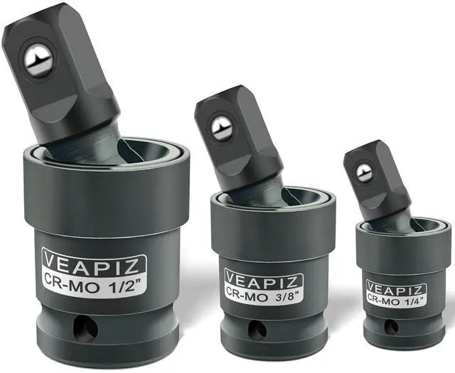 Main image of 3Pcs Impact Universal Joint Socket Swivel Set | 1/4", 3/8", 1/2" Drive Socket Extension Set Cr-Mo Steel Universal Joint Adapter