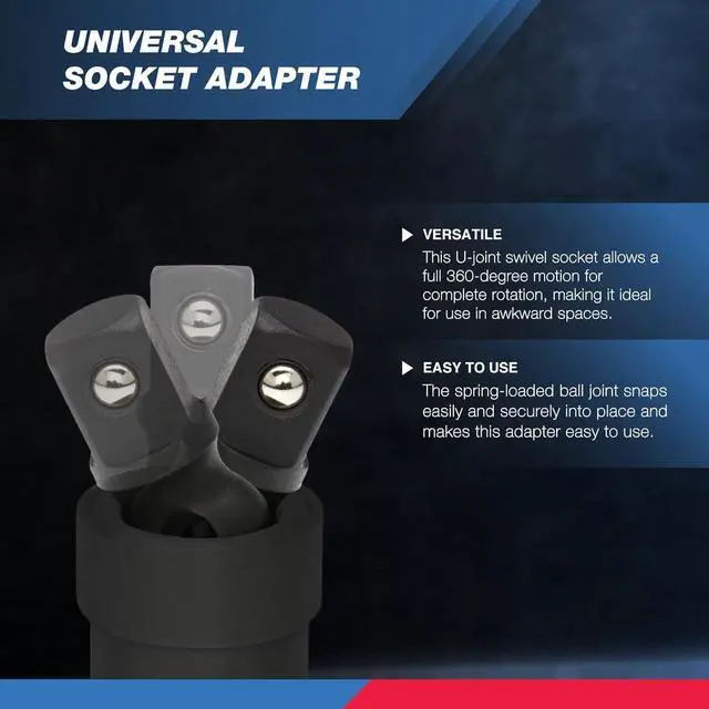 Alt view image 6 of 7 - 02430A 1/2 Drive Universal Joint Swivel Socket Adapter | Cr-Mo Impact Grade