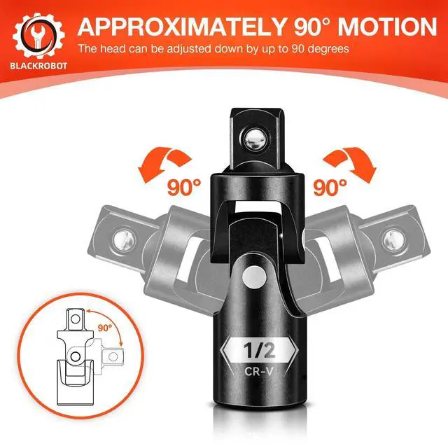 Alt view image 4 of 7 - Universal Joint Set 3PCS, 1/2" 3/8" 1/4" Drive Socket Adapter Set, Premium CR-V Steel Swivel Socket Set, Access Fasteners at Any Angle