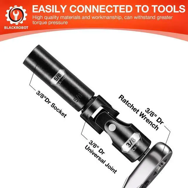 Alt view image 6 of 7 - Universal Joint Set 3PCS, 1/2" 3/8" 1/4" Drive Socket Adapter Set, Premium CR-V Steel Swivel Socket Set, Access Fasteners at Any Angle