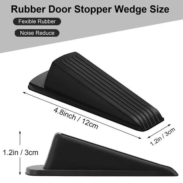 Alt view image 2 of 7 - 12 Pack Door Stoppers for Bottom of Door Rubber Door Stop Wedge Sturdy Stackable Door Stops for Floor Wall Carpet Heavy Duty Door, Black