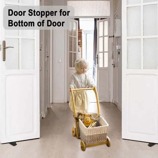 Alt view image 7 of 7 - 12 Pack Door Stoppers for Bottom of Door Rubber Door Stop Wedge Sturdy Stackable Door Stops for Floor Wall Carpet Heavy Duty Door, Black
