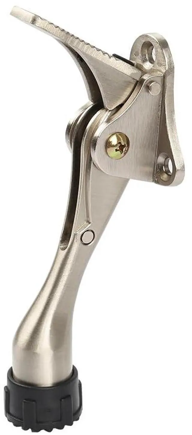 Main image of Kickdown Door Stopper 4Inches - One Packs One Touch Adjustable Height Door Stop for The Bottom of Door The Bottom of Door Aluminum Alloy Metal Door Stopper with Rubber Tip Satin Nickel