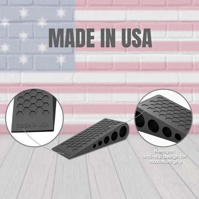 Alt view image 2 of 7 - Door Stoppers for Bottom of Door Premium Floor Rubber Door Stop Wedge Made in USA Heavy Duty Honeycomb Design for Carpet, Tile, Ideal for Home, School, Commercial, Black