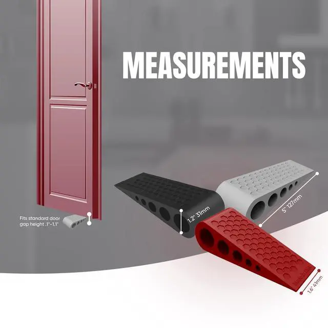 Alt view image 3 of 7 - Door Stoppers for Bottom of Door Premium Floor Rubber Door Stop Wedge Made in USA Heavy Duty Honeycomb Design for Carpet, Tile, Ideal for Home, School, Commercial, Black