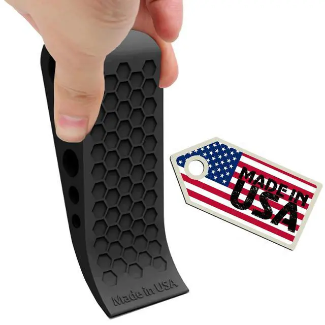 Alt view image 5 of 7 - Door Stoppers for Bottom of Door Premium Floor Rubber Door Stop Wedge Made in USA Heavy Duty Honeycomb Design for Carpet, Tile, Ideal for Home, School, Commercial, Black