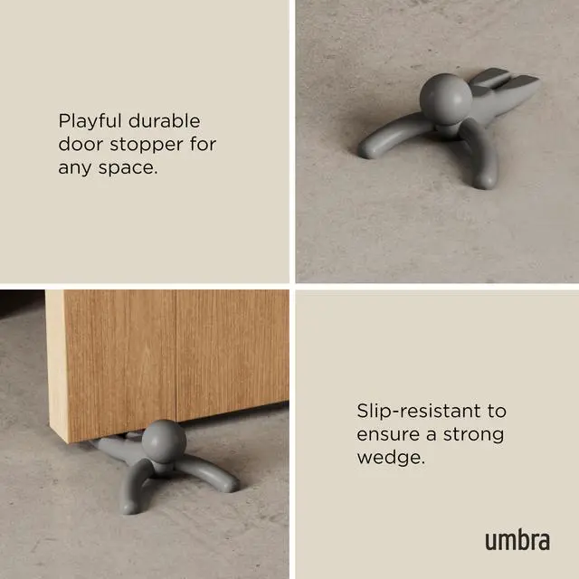 Alt view image 5 of 7 - Buddy Door Stop, Heavy-Duty and Flexible, Soft-Touch Finish, Protects Your Floors, Grey, 2-Pack