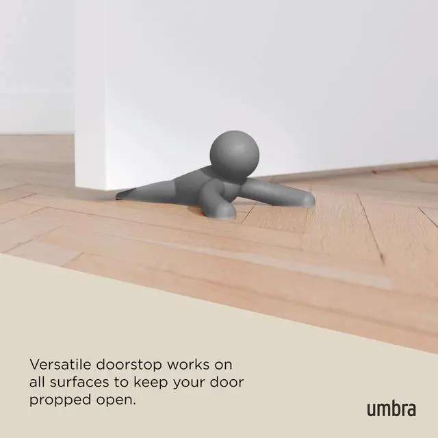 Alt view image 6 of 7 - Buddy Door Stop, Heavy-Duty and Flexible, Soft-Touch Finish, Protects Your Floors, Grey, 2-Pack