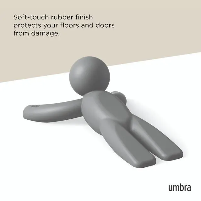 Alt view image 7 of 7 - Buddy Door Stop, Heavy-Duty and Flexible, Soft-Touch Finish, Protects Your Floors, Grey, 2-Pack