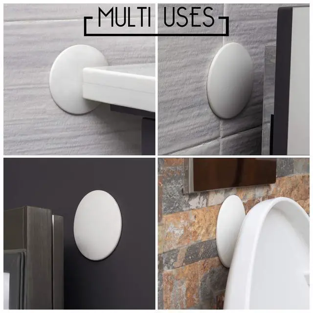 Alt view image 7 of 7 - Door Stoppers - Large 3.15" (4 Pack) - Strong Adhesive Backing | Quiet & Shock Absorbing Silicone Door Stoppers for Walls - Door Knob Wall Protector - Door Stop Bumper - Prevent Wall Damage
