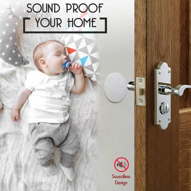 Alt view image 6 of 7 - Door Stoppers - Large 3.15" (4 Pack) - Strong Adhesive Backing | Quiet & Shock Absorbing Silicone Door Stoppers for Walls - Door Knob Wall Protector - Door Stop Bumper - Prevent Wall Damage