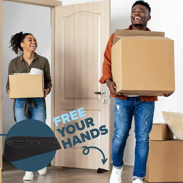 Alt view image 4 of 7 - Large Big Rubber Door Stopper Made In USA - Door Stop Wedge for Carpet, Tile, Concrete Floor, Tall Door Stoppers for Bottom of Door - Heavy Duty for Commercial & Home - 6.5 x 2.75 x 1.9 Inches - Black