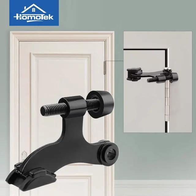 Alt view image 6 of 6 - 6 Pack Hinge Pin Black Door Stopper,Adjustable Deluxe Heavy Duty Door Stopper 2-1/2"x1-3/4,with Black Rubber Bumper Tips