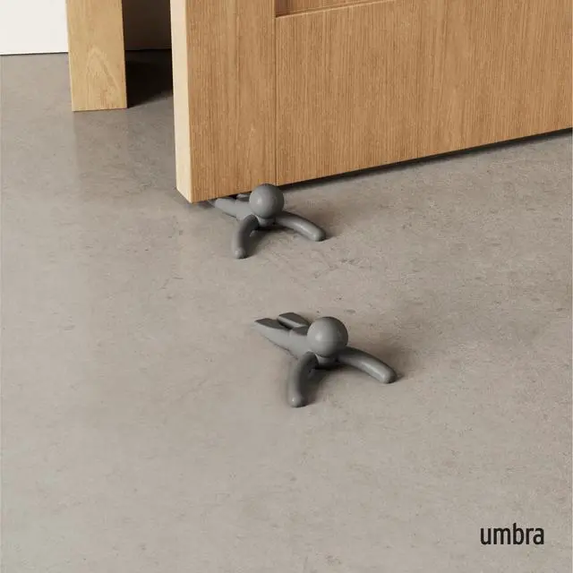 Alt view image 2 of 7 - Buddy Door Stop, Heavy-Duty and Flexible, Soft-Touch Finish, Protects Your Floors, Grey, 2-Pack
