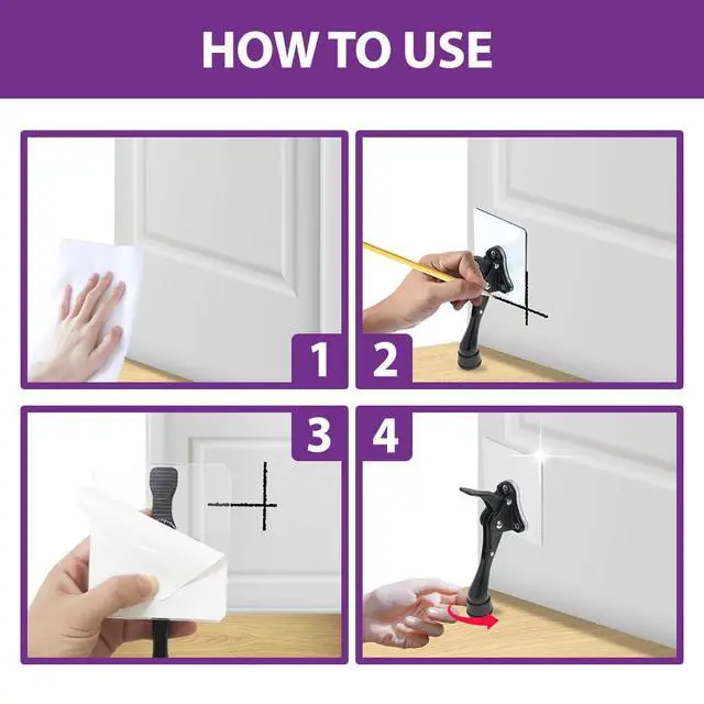 Alt view image 2 of 7 - Door Stopper with Adhesive Bracket Stickers, No Drilling or Tools Needed, Available for All Doors, Door Holder, Heavy Door Stop, KickDown Door Stoppers, Bottom of Door (Satin Nickel/Bracket)