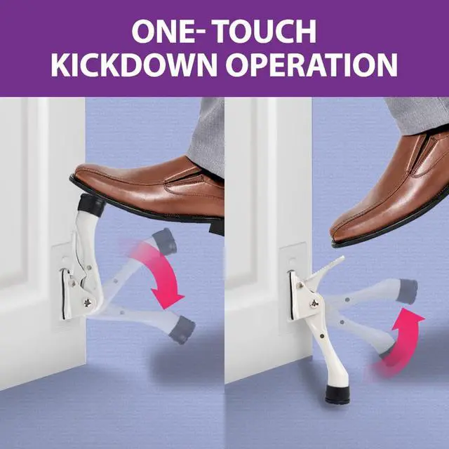 Alt view image 3 of 7 - Door Stopper with Adhesive Bracket Stickers, No Drilling or Tools Needed, Available for All Doors, Door Holder, Heavy Door Stop, KickDown Door Stoppers, Bottom of Door (Satin Nickel/Bracket)