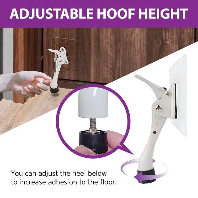Alt view image 5 of 7 - Door Stopper with Adhesive Bracket Stickers, No Drilling or Tools Needed, Available for All Doors, Door Holder, Heavy Door Stop, KickDown Door Stoppers, Bottom of Door (Satin Nickel/Bracket)