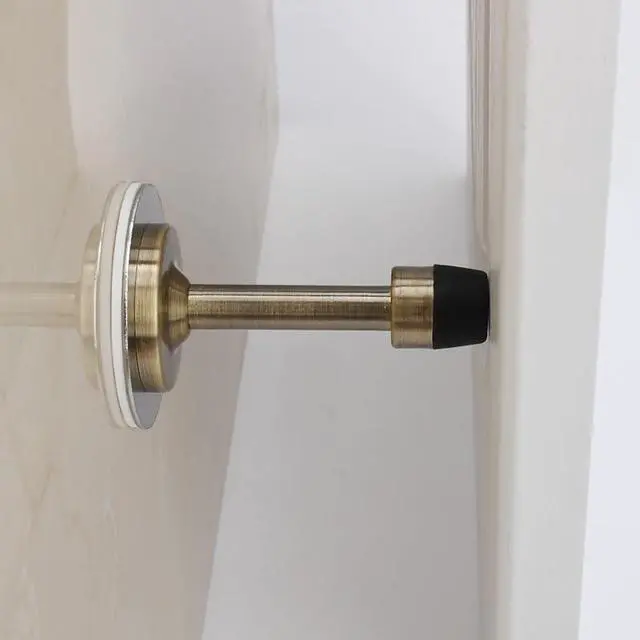 Alt view image 7 of 7 - No Need to Drill/Screw in Wall Mounted Door Stopper, 3M Self Adhesive Tape Stainless Steel Doorstops, Rubber Bumper Tip, Pack of 2 Wall Protector Bedroom Door Stops, 3 Inches Height, Silver