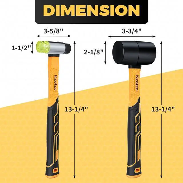 Alt view image 6 of 7 - 2-Piece Rubber Mallet Hammer Set, 8oz Rubber Hammer Mallet & 25mm Double-Faced Soft Mallet, Shockproof Fiberglass Handle with Cushion Grip, Damage-Free to Floor, Tile, Crafts