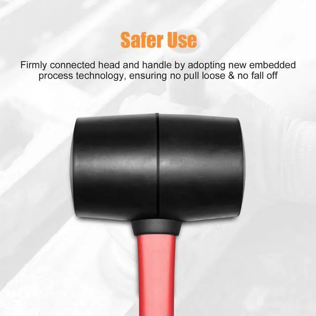 Alt view image 4 of 6 - Fiberglass Handle Rubber Mallet Hammer Set without Damage,2 Packs | Includes 8 OZ and 16 OZ, Soft Blow Tasks for Flooring, Tent Stakes, Woodworking, Camping