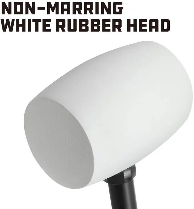 Alt view image 4 of 6 - Powerbuilt 16-Ounce Rubber Mallet Hammer, Non-Slip Steel Handle Hand Tool, White - 648336