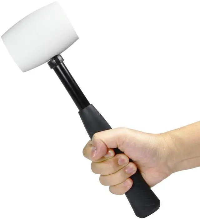 Alt view image 6 of 6 - Powerbuilt 16-Ounce Rubber Mallet Hammer, Non-Slip Steel Handle Hand Tool, White - 648336