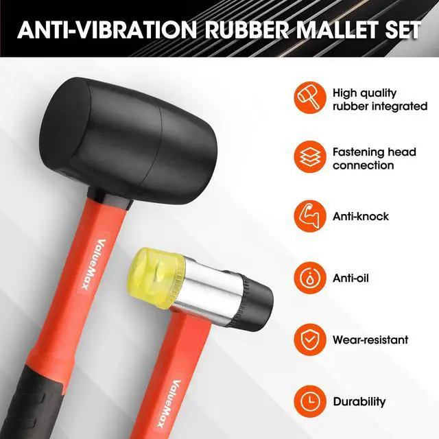 Alt view image 2 of 7 - 2PCS Rubber Mallet Set