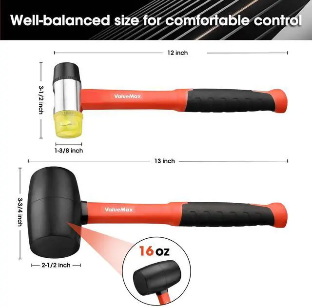 Alt view image 5 of 7 - 2PCS Rubber Mallet Set
