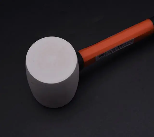Alt view image 2 of 3 - White Rubber Mallet Hammer - Non marking - Durable Eco-Friendly Hammer for Flooring, Camping, Tent Stakes, Woodworking, Pavers - Ergo Grip Handle - Flat Surface Head (16 oz)