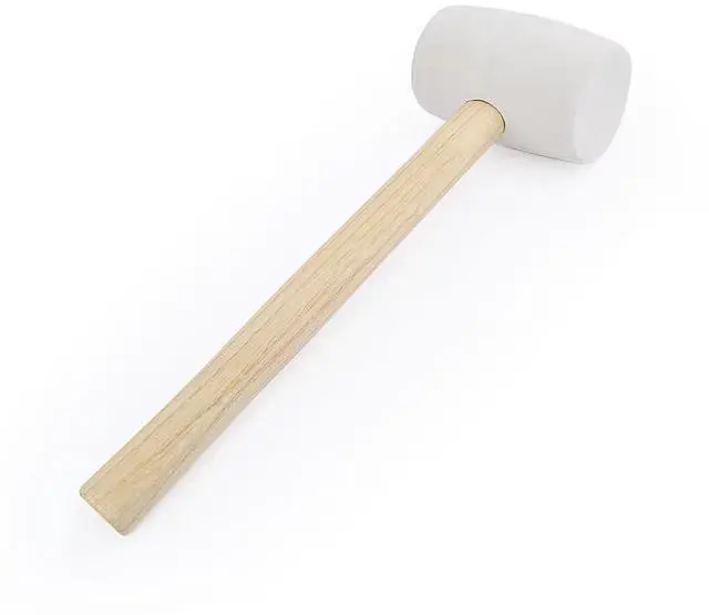 Main image of Rubber Mallet - 12 oz Anti-Slip Wooden Handle Soft Double Face White Rubber Head Mallet for DIY, Tile Setting, Laminate Flooring Installs & More