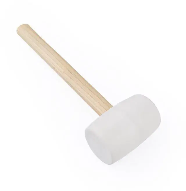 Alt view image 5 of 6 - Rubber Mallet - 12 oz Anti-Slip Wooden Handle Soft Double Face White Rubber Head Mallet for DIY, Tile Setting, Laminate Flooring Installs & More