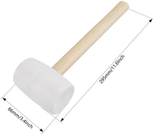 Alt view image 6 of 6 - Rubber Mallet - 12 oz Anti-Slip Wooden Handle Soft Double Face White Rubber Head Mallet for DIY, Tile Setting, Laminate Flooring Installs & More