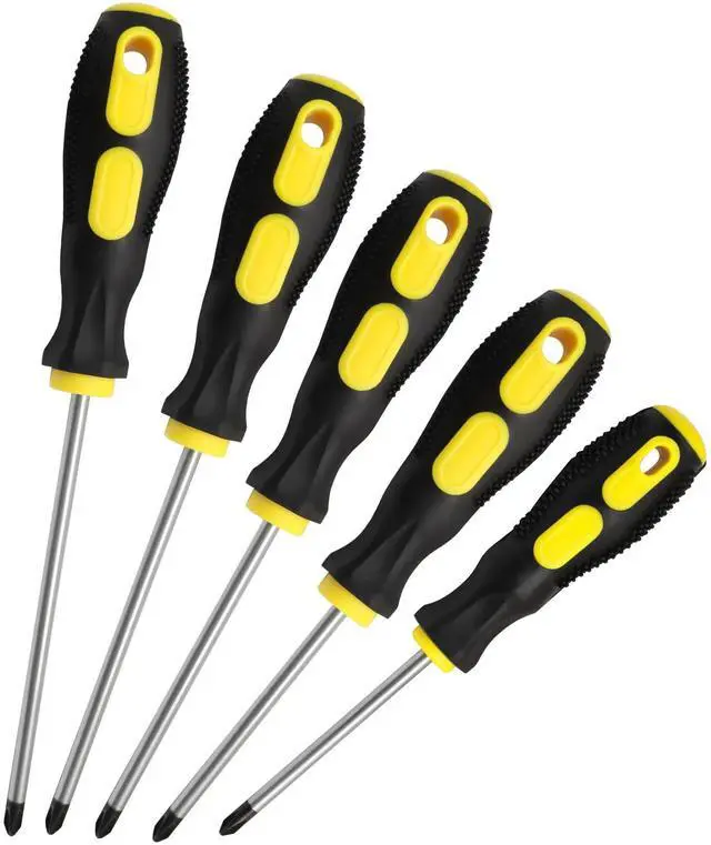 Main image of 5 Pcs Phillips Screwdriver Set with Magnetic Tips | Standard & Precision Sizes, Soft Ergonomic Grip, For Electronics & General Repair