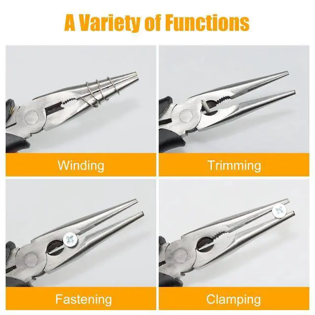Alt view image 5 of 7 - Long Needle Nose Pliers-6''&8'', with Wire Cutter, 2pcs | Strong Cutting Force,Paper Clamp Precision, High Carbon Steel,Long Nose Cutting Pliers for Home, Fishing, Jewelry, Crafts