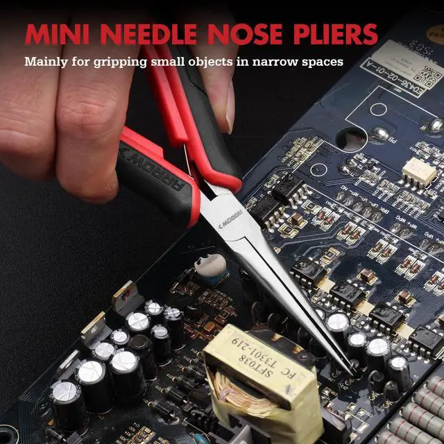 Alt view image 3 of 7 - 2-Piece 6" Needle Nose Pliers Set, Mini Long & Bent Nose Pliers | Small Needle Nose Pliers, Jewelry Making, Wire Wrapping, Wire Bending, Small Object Gripping