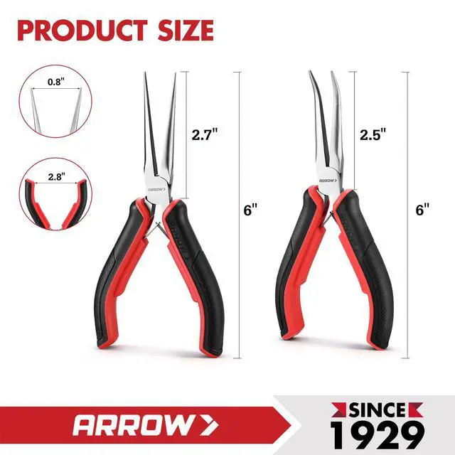 Alt view image 5 of 7 - 2-Piece 6" Needle Nose Pliers Set, Mini Long & Bent Nose Pliers | Small Needle Nose Pliers, Jewelry Making, Wire Wrapping, Wire Bending, Small Object Gripping