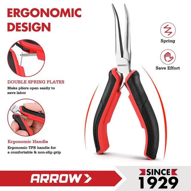 Alt view image 6 of 7 - 2-Piece 6" Needle Nose Pliers Set, Mini Long & Bent Nose Pliers | Small Needle Nose Pliers, Jewelry Making, Wire Wrapping, Wire Bending, Small Object Gripping