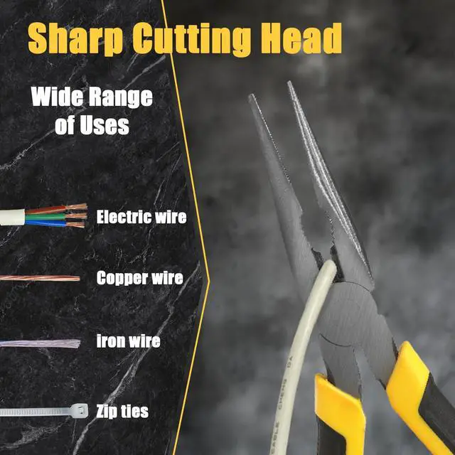 Alt view image 4 of 7 - Needle Nose Pliers with Wire's Cutter - Long Nose pliers, Needlenose Pliers,Needle-nose Pliers, Needle Nose Plyers can Screw Loose Nuts and Wind/Cutter Wire's ect.8.1 in