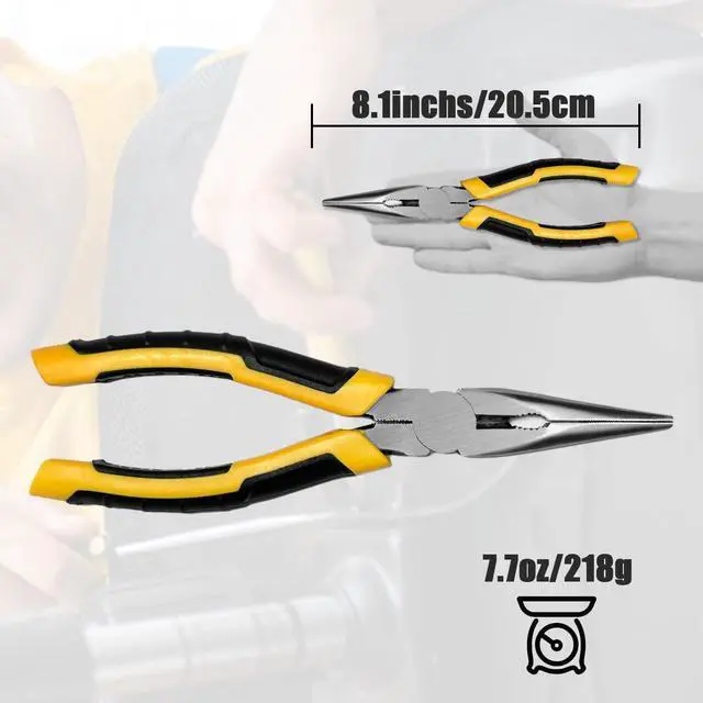 Alt view image 6 of 7 - Needle Nose Pliers with Wire's Cutter - Long Nose pliers, Needlenose Pliers,Needle-nose Pliers, Needle Nose Plyers can Screw Loose Nuts and Wind/Cutter Wire's ect.8.1 in