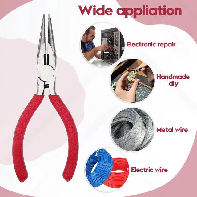 Alt view image 6 of 7 - Needle Nose Pliers 5" Long Nose Pliers Set with Side Cutter and Spring for Cutting Wire Craft Jewelry Making(6 Packs)