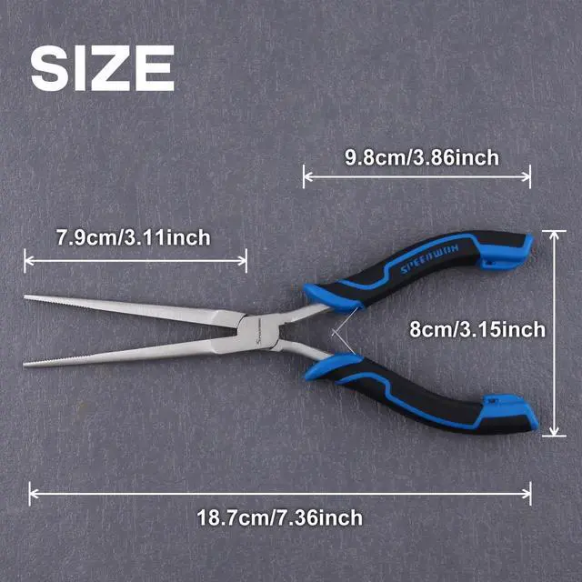 Alt view image 2 of 7 - Long Reach Needle Nose Pliers, Extra Long Jaw, Serrated Jaw | Thin Design, Jewelry Making, Wire Bending, Small Object Gripping, Narrow Place Work, Needle Remover Plier