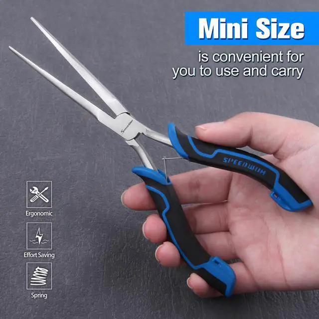 Alt view image 6 of 7 - Long Reach Needle Nose Pliers, Extra Long Jaw, Serrated Jaw | Thin Design, Jewelry Making, Wire Bending, Small Object Gripping, Narrow Place Work, Needle Remover Plier