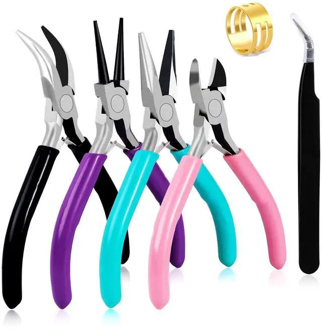Main image of 4Pcs Jewelry Pliers Set Jewelry Making Pliers Tools Kit Include Jewelry Making Needle Nose Chain Nose Round Bent Pliers Wire Cutter for Bracelet Beading DIY Craft Jewelry Making Supplies