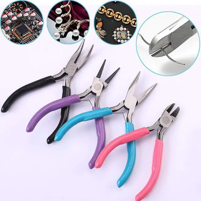 Alt view image 3 of 7 - 4Pcs Jewelry Pliers Set Jewelry Making Pliers Tools Kit Include Jewelry Making Needle Nose Chain Nose Round Bent Pliers Wire Cutter for Bracelet Beading DIY Craft Jewelry Making Supplies