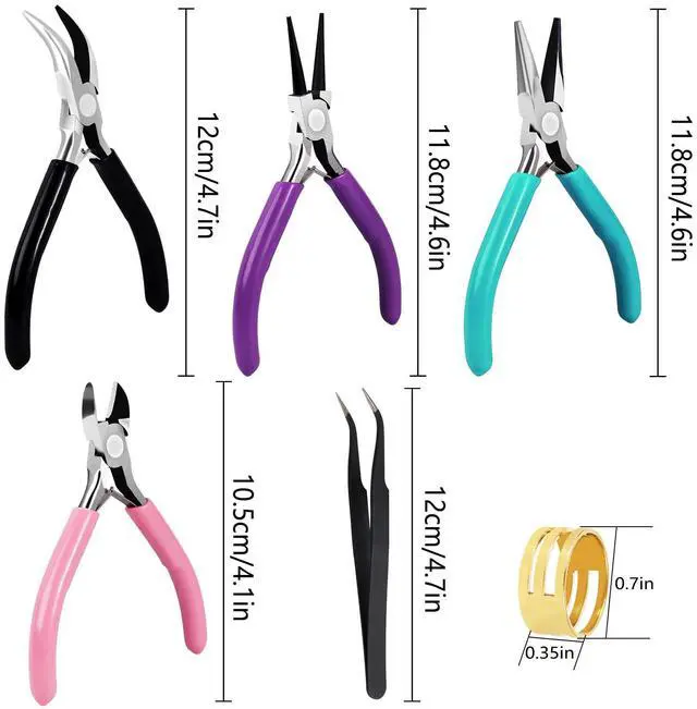 Alt view image 4 of 7 - 4Pcs Jewelry Pliers Set Jewelry Making Pliers Tools Kit Include Jewelry Making Needle Nose Chain Nose Round Bent Pliers Wire Cutter for Bracelet Beading DIY Craft Jewelry Making Supplies
