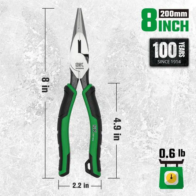 Alt view image 3 of 7 - 8-Inch Needle Nose Pliers, Long Nose Pliers, Twill Teeth & Nali Holder | Laser Hardened Cutting Edges, High Leverage, Hot Rivet, Ergonomic Anti-slip Handle for Comfortable Grip, High Carbon Steel