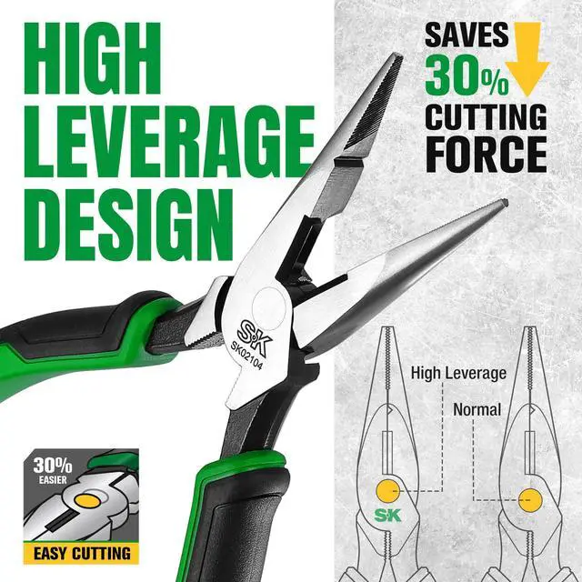 Alt view image 6 of 7 - 8-Inch Needle Nose Pliers, Long Nose Pliers, Twill Teeth & Nali Holder | Laser Hardened Cutting Edges, High Leverage, Hot Rivet, Ergonomic Anti-slip Handle for Comfortable Grip, High Carbon Steel