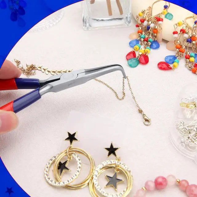 Alt view image 5 of 7 - Bent Needle Nose Pliers with Serrated Jaw | Mini Bent Long Nose, Tweezer Long Nose, Micro Jewelry Pliers, Comfort Grip Handles, For Bending Wire Gripping
